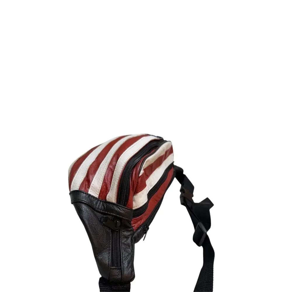 American Flag Fanny Pack Patriotic Waist Bag Adjustable Belt 5 Zip Compartments